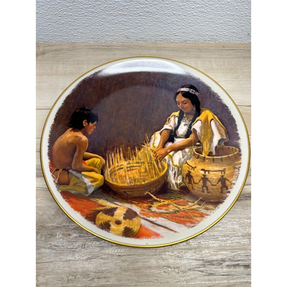 Gorham Porcelain Decor Plate The Basket Weaver By E Irving Couse Indian Craft